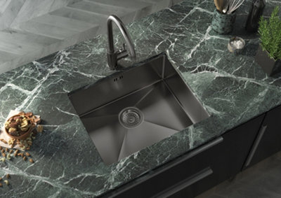 Liquida El540Gm 1.0 Bowl Gun Metal Grey Undermount Kitchen Sink 540 X 440mm from B&Q
