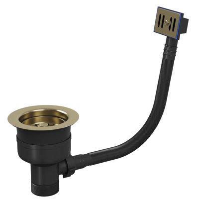 Liquida TFO737BR TOP-FIX 90mm Brushed Brass Basket Strainer Waste With Overflow - Image 3