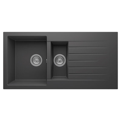 Liquida Grn150an 1.5 Bowl Granite Reversible Kitchen Sink With Wastes Anthracite