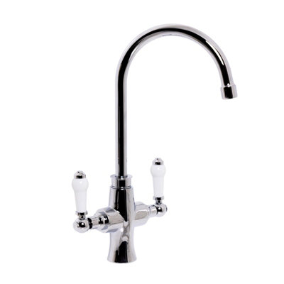 Liquida Ctr6Ch Traditional Style Dual Lever Chrome Kitchen Mixer Tap from B&Q