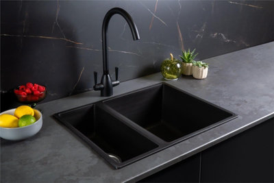 Liquida Und15Bl 1.5 Bowl Black Undermount Or Inset Kitchen Sink 560 X 440mm from B&Q