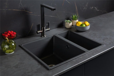 Liquida Und15Gr 1.5 Bowl Graphite Grey Undermount/inset Kitchen Sink 560 X 440mm from B&Q