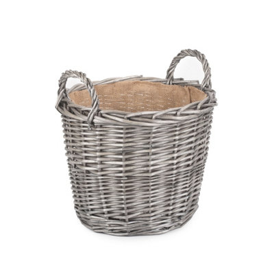 Hamper W052 Wicker Medium Round Lined Log Basket Red