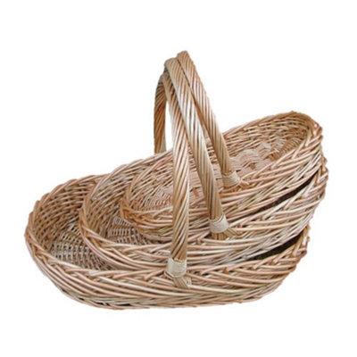 B&Q -  T001/home Wicker Set Of 3 Oval Buff Garden Trug