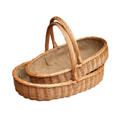 Hamper T028/Home Wicker Set Of 2 Lined Harrogate Garden Trugs Red