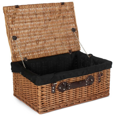 B&Q -  Eh151Bl Wicker 56Cm Double Steamed Picnic Hamper Basket With Black Lining