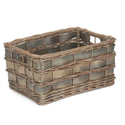 Red Hamper St073/2 Wicker Unlined Medium Grey Scandi Storage Basket from B&Q