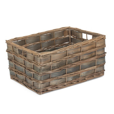 Red Hamper St073/3 Wicker Unlined Large Grey Scandi Storage Basket from B&Q