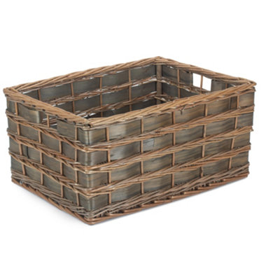 Red Hamper St073/4 Wicker Unlined Extra Large Grey Scandi Storage Basket from B&Q
