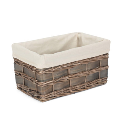 Red Hamper St073W/1 Wicker Small Grey Scandi Storage Basket With White Lining from B&Q