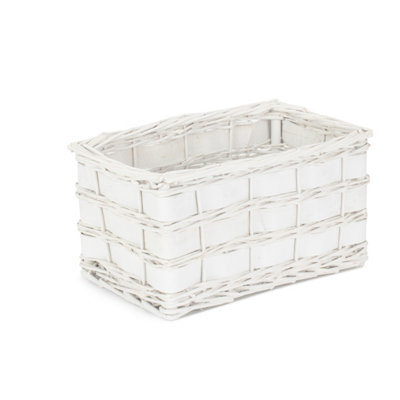 Red Hamper St079/1 Wicker Unlined Small White Scandi Storage Basket from B&Q
