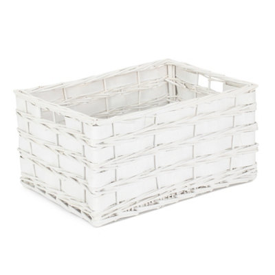 Red Hamper St079/3 Wicker Unlined Large White Scandi Storage Basket from B&Q