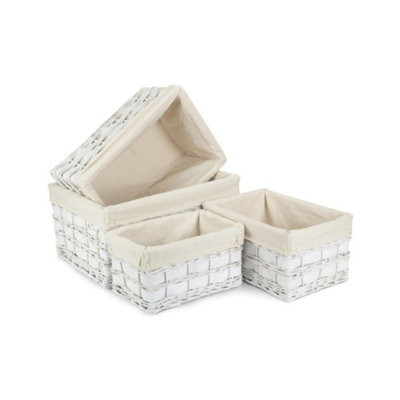 Red Hamper St079W Wicker Set Of 4 White Scandi Storage Basket With White Lining from B&Q