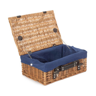 B&Q -  Eh030N Wicker 35Cm Double Steamed Picnic Basket With Blue Lining
