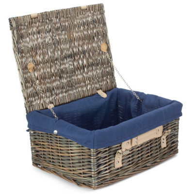Red Hamper Eh035N Wicker 40Cm Antique Wash Picnic Basket With Blue Lining from B&Q