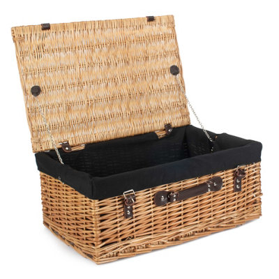 B&Q -  Eh058B Wicker 55Cm Buff Picnic Basket With Black Lining