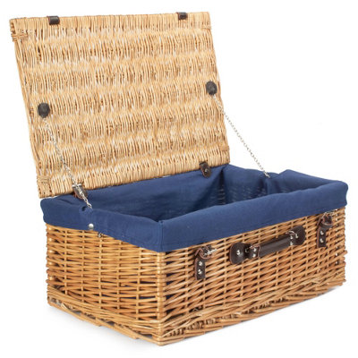 B&Q -  Eh058N Wicker 55Cm Buff Picnic Basket With Blue Lining