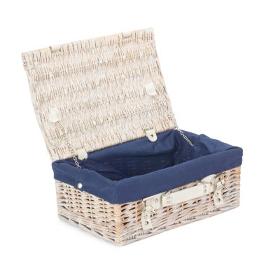 Red Hamper Eh060N Wicker 35Cm White Picnic Basket With Blue Lining from B&Q
