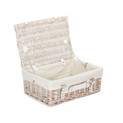 Red Hamper Red/White Hamper Eh060w Wicker Picnic Basket With Lining 35Cm