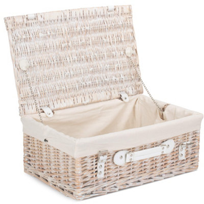 B&Q -  Eh061W Wicker 45Cm White Picnic Basket With White Lining