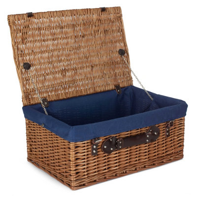 B&Q -  Eh151N Wicker 55Cm Double Steamed Picnic Basket With Blue Lining