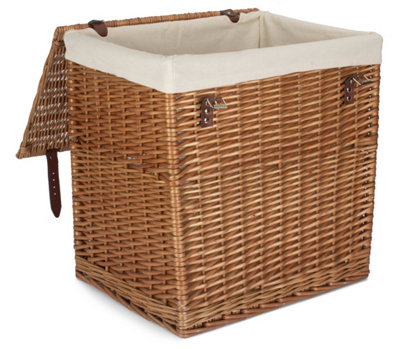 Red Hamper H190W/2 Wicker Large Boutique Double Steamed Wash Storage Laundry Basket With Lining from B&Q