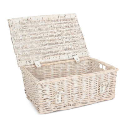 B&Q -  Eh167 Wicker 35Cm Empty Whitewash Picnic Basket Unlined