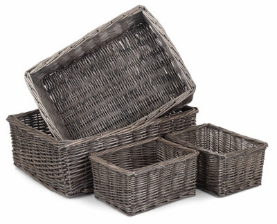 Red Hamper Pt166 Wicker Set Of 4 Antique Wash Finish Wicker Tray from B&Q
