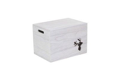 Hamper Wb067 Wood Wooden Christmas Reindeer Storage Box Red