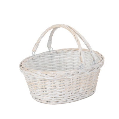 Red Hamper C103 Wicker Small White Swing Handle Shopping Basket from B&Q