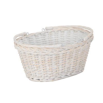 B&Q -  C104 Wicker Medium White Swing Handle Shopping Basket