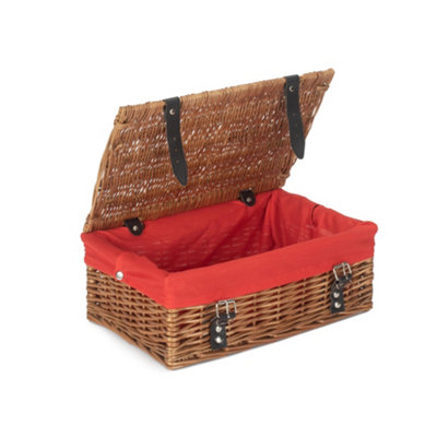 B&Q -  Eh169R Wicker Double Steamed Red Lining 35Cm Empty Hamper Basket