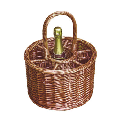 B&Q -  Wh017/home Wicker Small Deluxe Single Bottle Drinks Basket