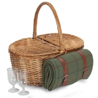 Hamper Fh131 Wicker Oval Double Steamed 2 Person Fitted Picnic Basket Red