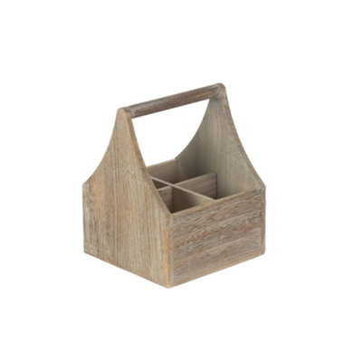 Red Hamper Wb082 Oak Effect Wooden Square 4 Section Cutlery Holder from B&Q