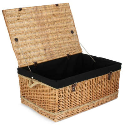 B&Q -  Eh033B 72Cm Rope Handled Black Cotton Lined Wicker Trunk