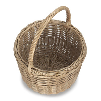 Hamper Antique Wash Wicker Round Orchard Shopping Basket Red