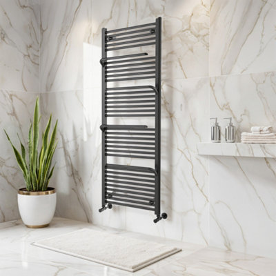 Plum&clay Jenna Gun Grey Heated Towel Rail Radiator (H)1500mm (W)550mm from B&Q
