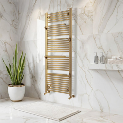 Plum&clay Jenna Gold Heated Towel Rail Radiator (H)1500mm (W)550mm from B&Q