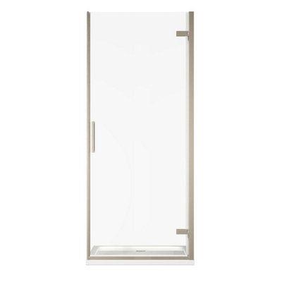 Plum&clay Lola Brushed Nickel Hinged Shower Door (W)900mm from B&Q