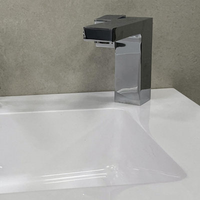 Plum&clay Chrome Square Deck-Mounted Basin Mono Mixer Tap from B&Q