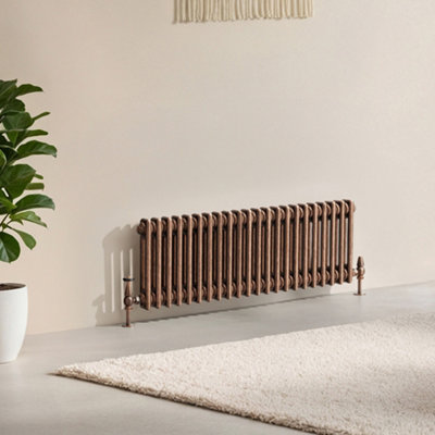 B&Q -  Corwin Rustic Copper Double Column Horizontal Traditional Cast Iron Style Radiator (W)1010mm (H)300mm