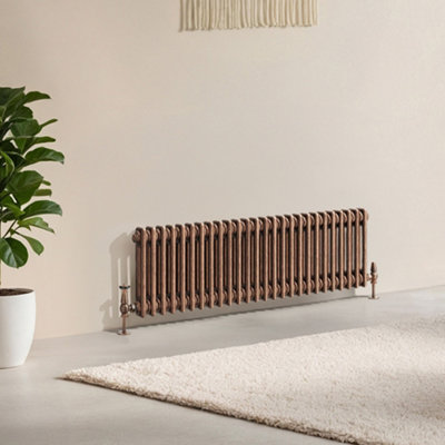 B&Q -  Corwin Rustic Copper Double Column Horizontal Traditional Cast Iron Style Radiator (W)1190mm (H)300mm