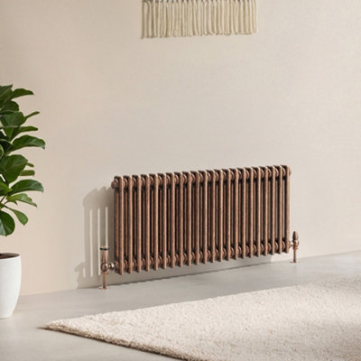 B&Q -  Corwin Rustic Copper Double Column Horizontal Traditional Cast Iron Style Radiator (W)1010mm (H)400mm