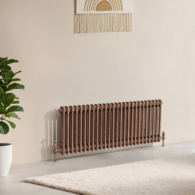 B&Q -  Corwin Rustic Copper Double Column Horizontal Traditional Cast Iron Style Radiator (W)1190mm (H)400mm