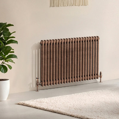 B&Q -  Corwin Rustic Copper Double Column Horizontal Traditional Cast Iron Style Radiator (W)1010mm (H)600mm