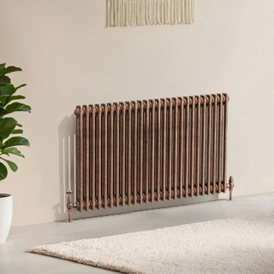 B&Q -  Corwin Rustic Copper Double Column Horizontal Traditional Cast Iron Style Radiator (W)1190mm (H)600mm