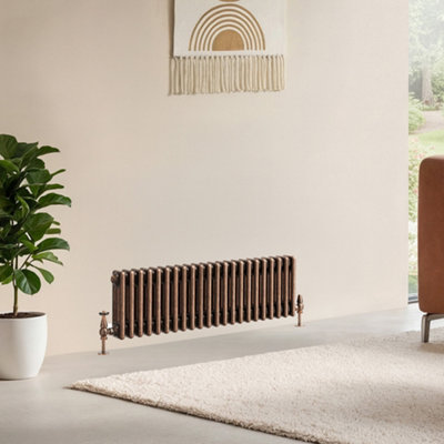 B&Q -  Corwin Rustic Copper Triple Column Horizontal Traditional Cast Iron Style Radiator (W)1010mm (H)300mm