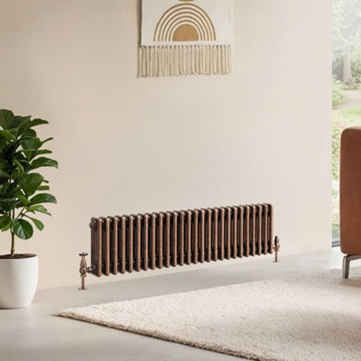 B&Q -  Corwin Rustic Copper Triple Column Horizontal Traditional Cast Iron Style Radiator (W)1190mm (H)300mm