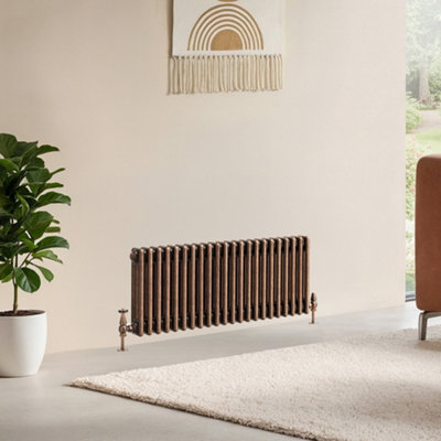 B&Q -  Corwin Rustic Copper Triple Column Horizontal Traditional Cast Iron Style Radiator (W)1010mm (H)400mm